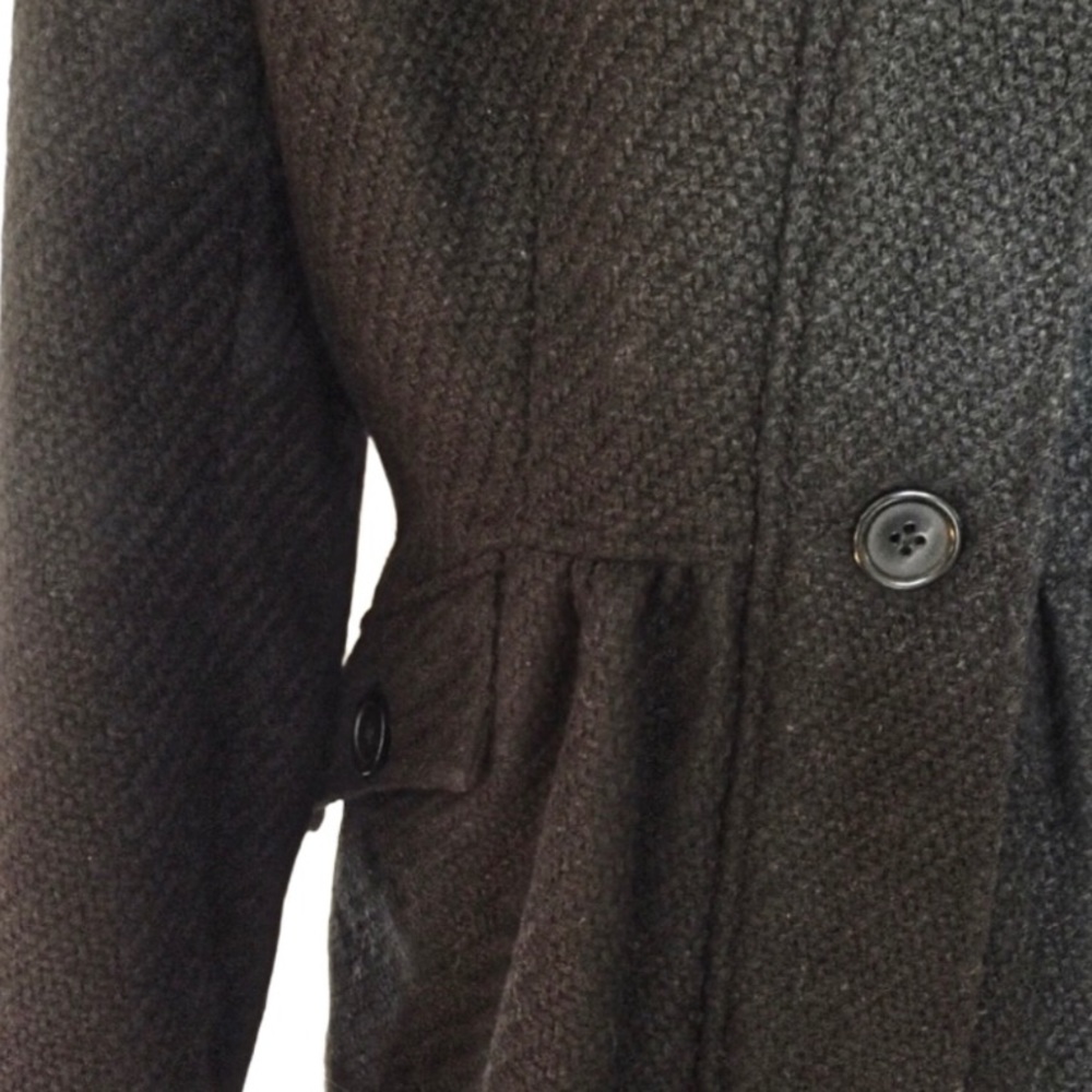 š“Billabong dark blue tailored feminine jacket hidden zipper 3 button closure L - Picture 2 of 8